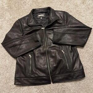 90s Vintage Curvy Avanti Genuine Leather Jacket | Black | XL